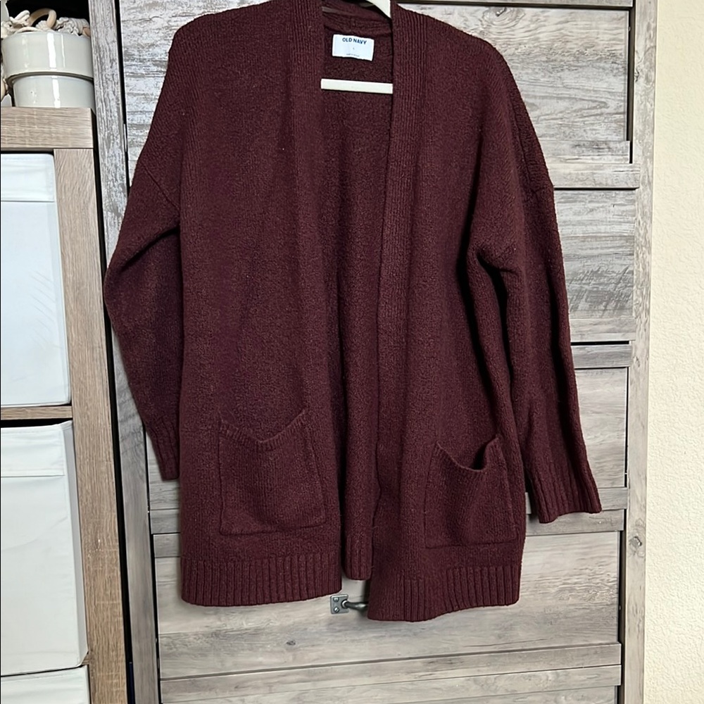 Cozy Maroon Open-Front Sweater